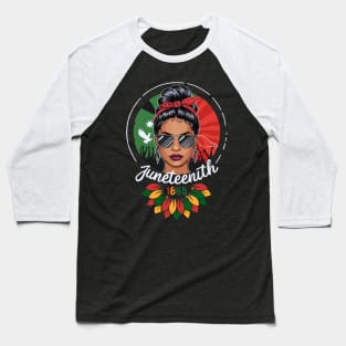 Juneteenth celebration day messy bun woman Baseball T-Shirt